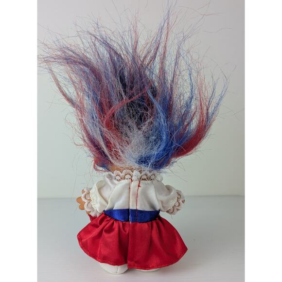 VTG Russ Lucky Troll Doll 5" Girl United States Red White Blue Patriotic USA - Picture 3 of 5